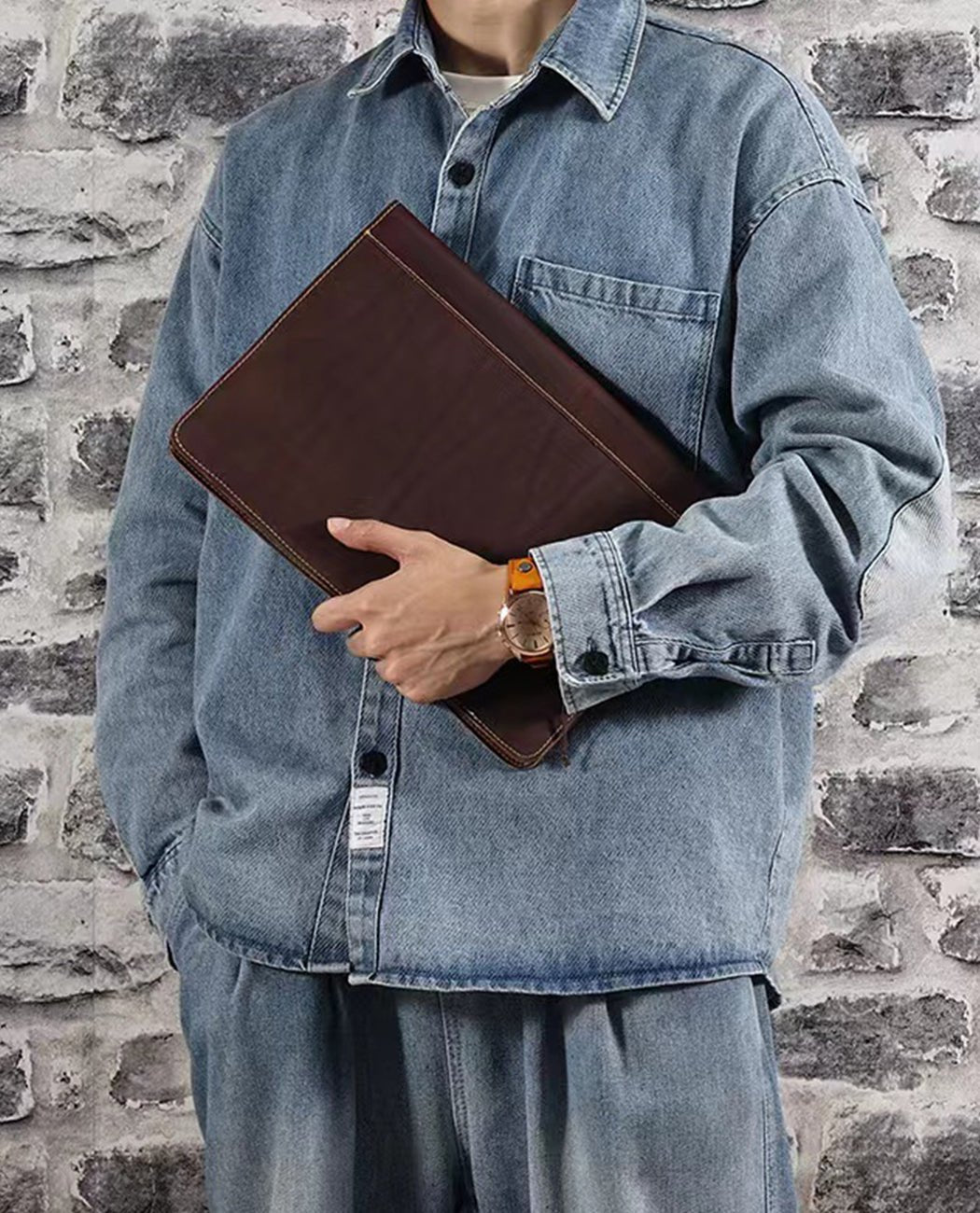 Leather Laptop Sleeve -Bags- BAGHUGS-LEIP-9984-Deep Brown