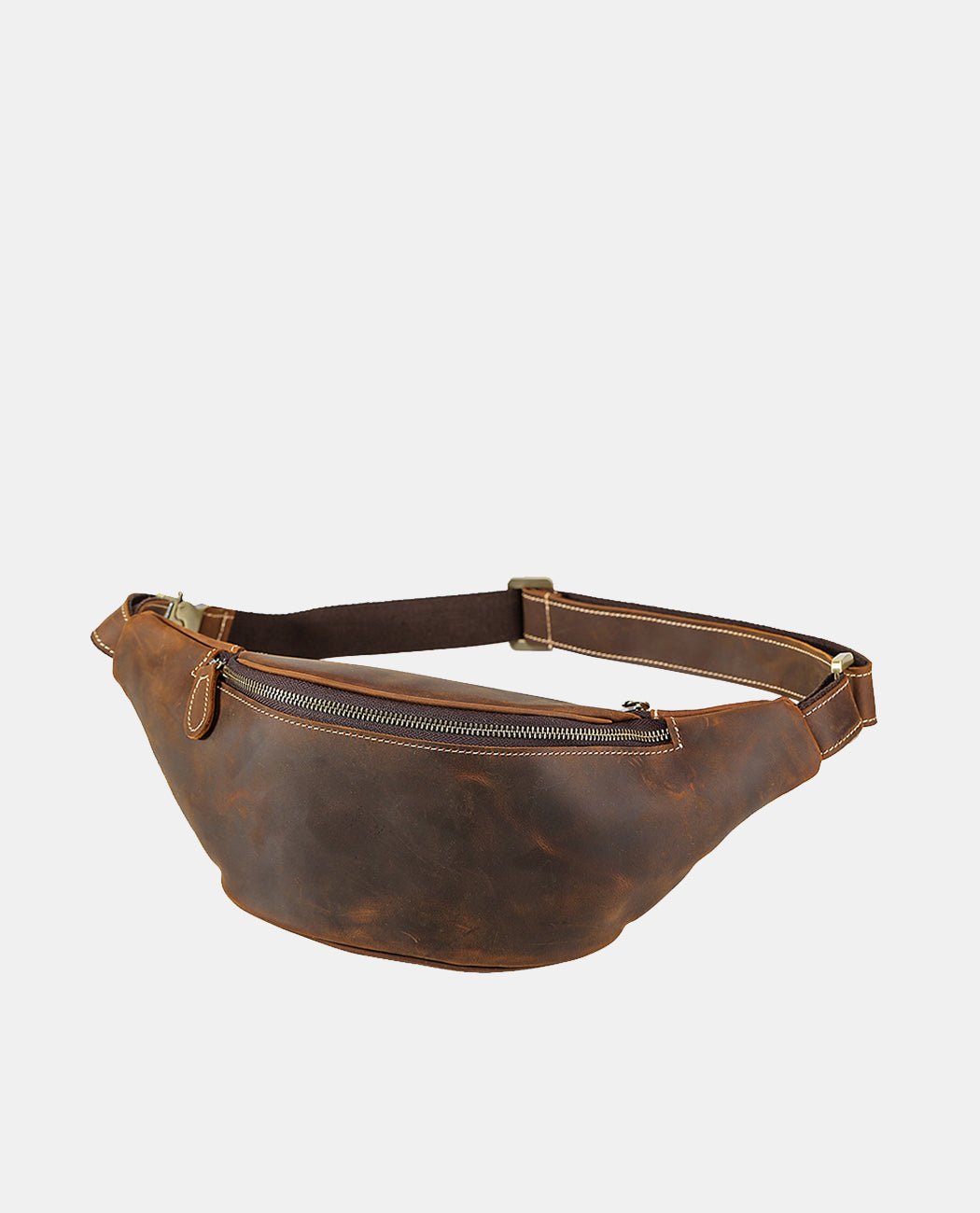 Bruno Leather Waist Bag -Bags- BAGHUGS-LETT-3697-Dark Brown