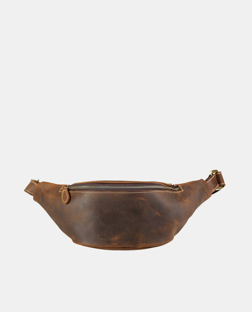 Bruno Leather Waist Bag -Bags- BAGHUGS-LETT-3697-Dark Brown
