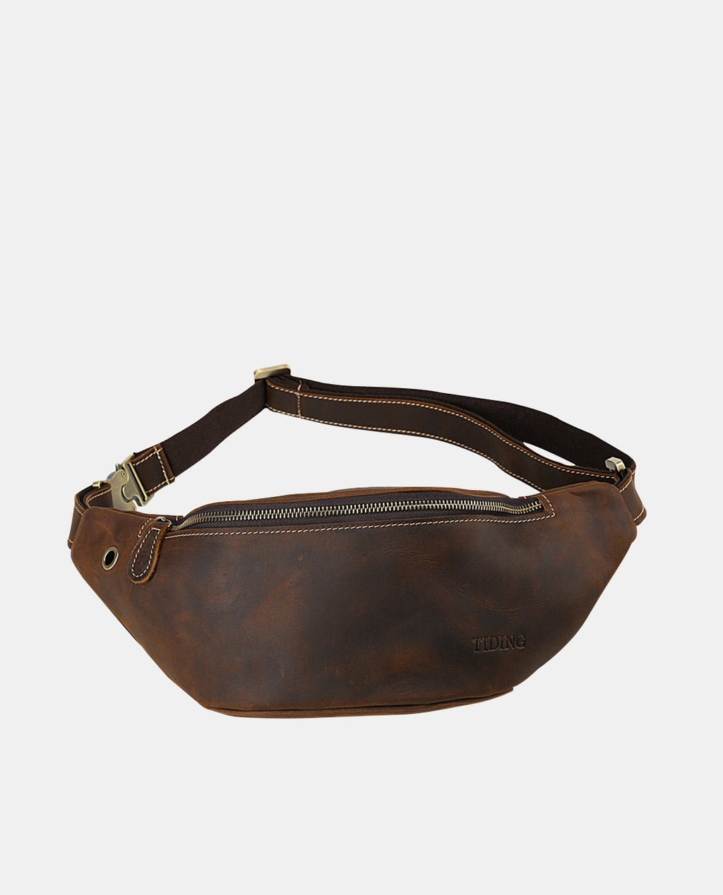 Bruno Leather Waist Bag -Bags- BAGHUGS-LETT-3697-Dark Brown
