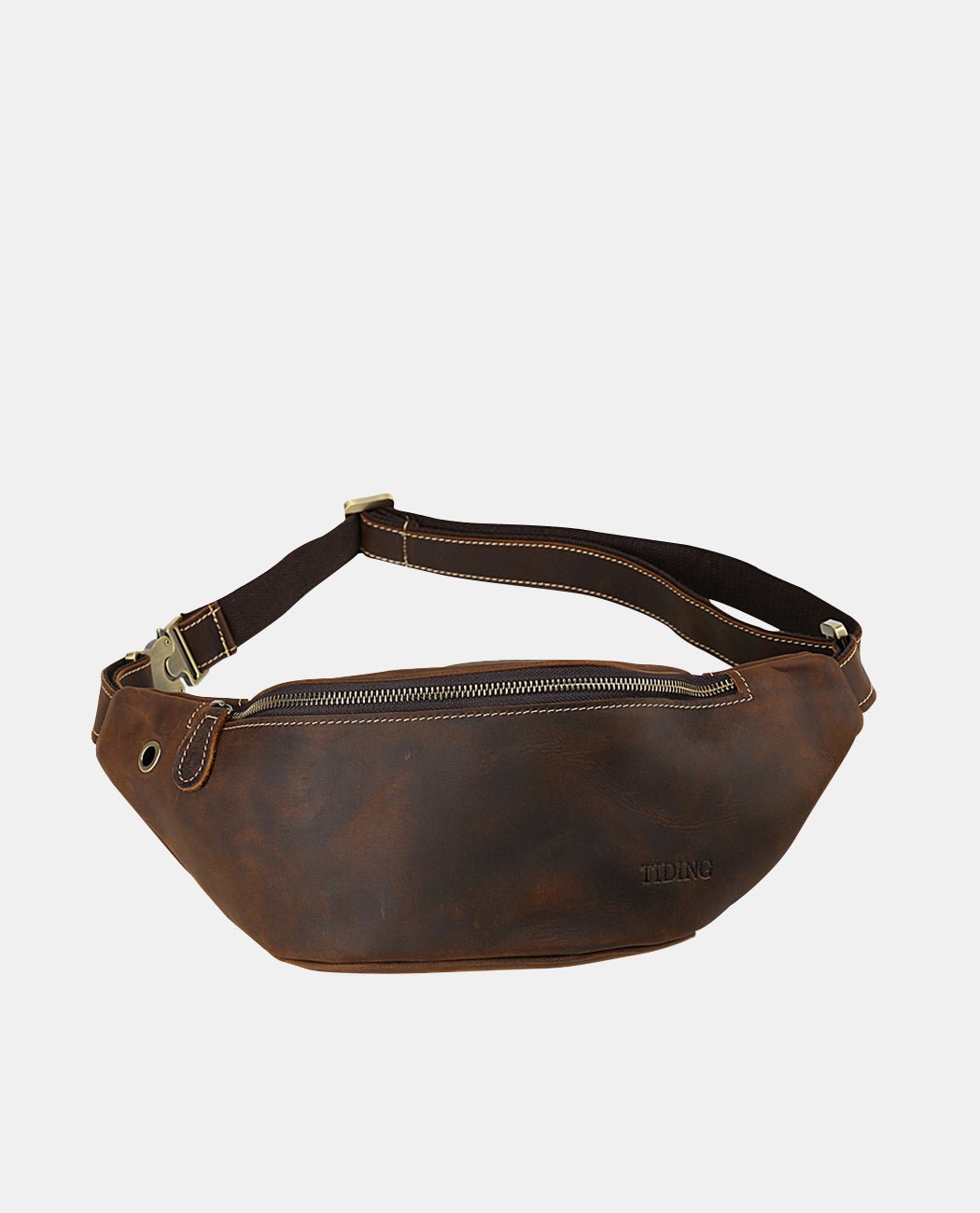 Bruno Leather Waist Bag -Bags- BAGHUGS-LETT-3697-Dark Brown