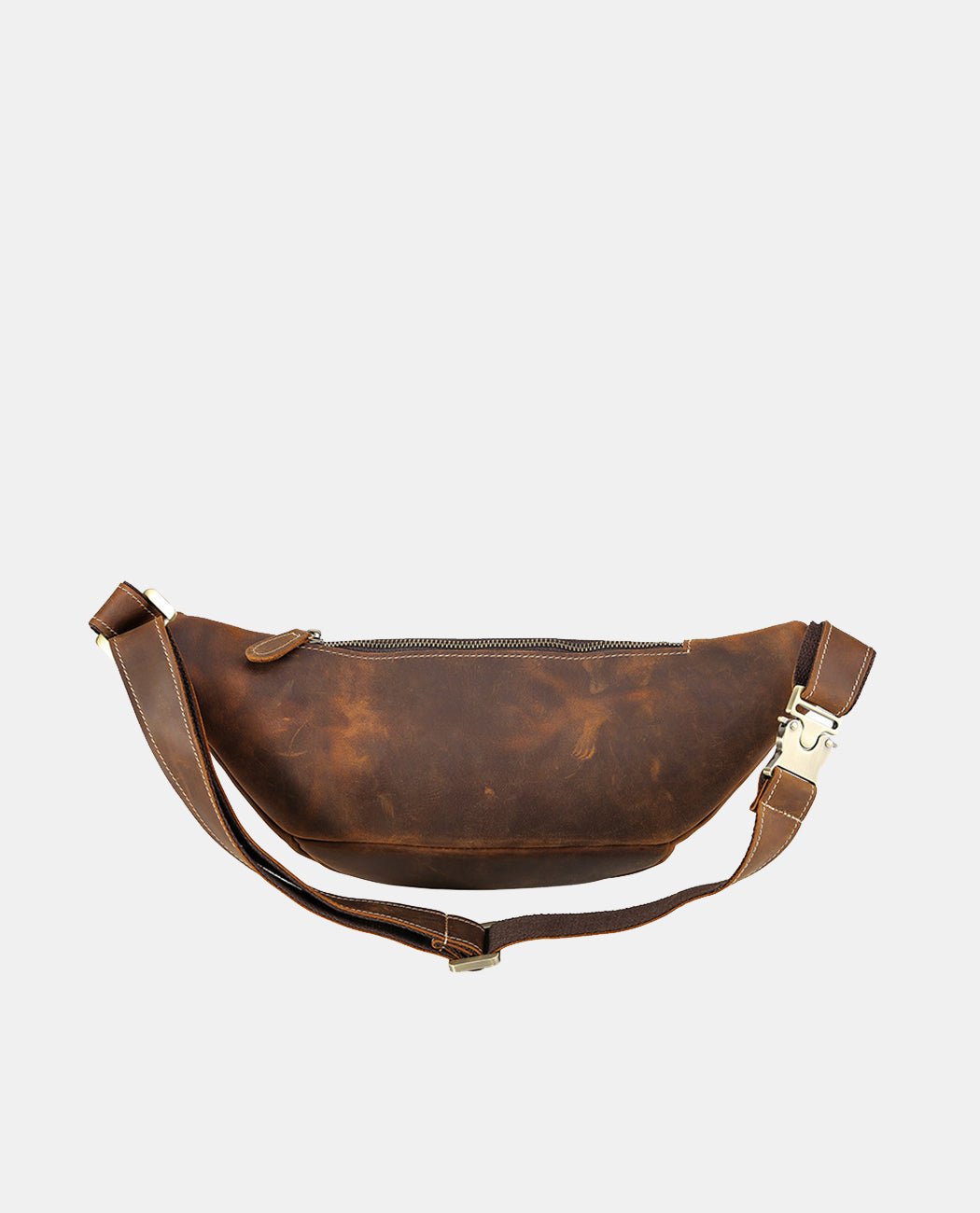 Bruno Leather Waist Bag -Bags- BAGHUGS-LETT-3697-Dark Brown