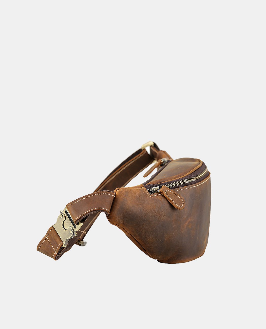 Bruno Leather Waist Bag -Bags- BAGHUGS-LETT-3697-Dark Brown
