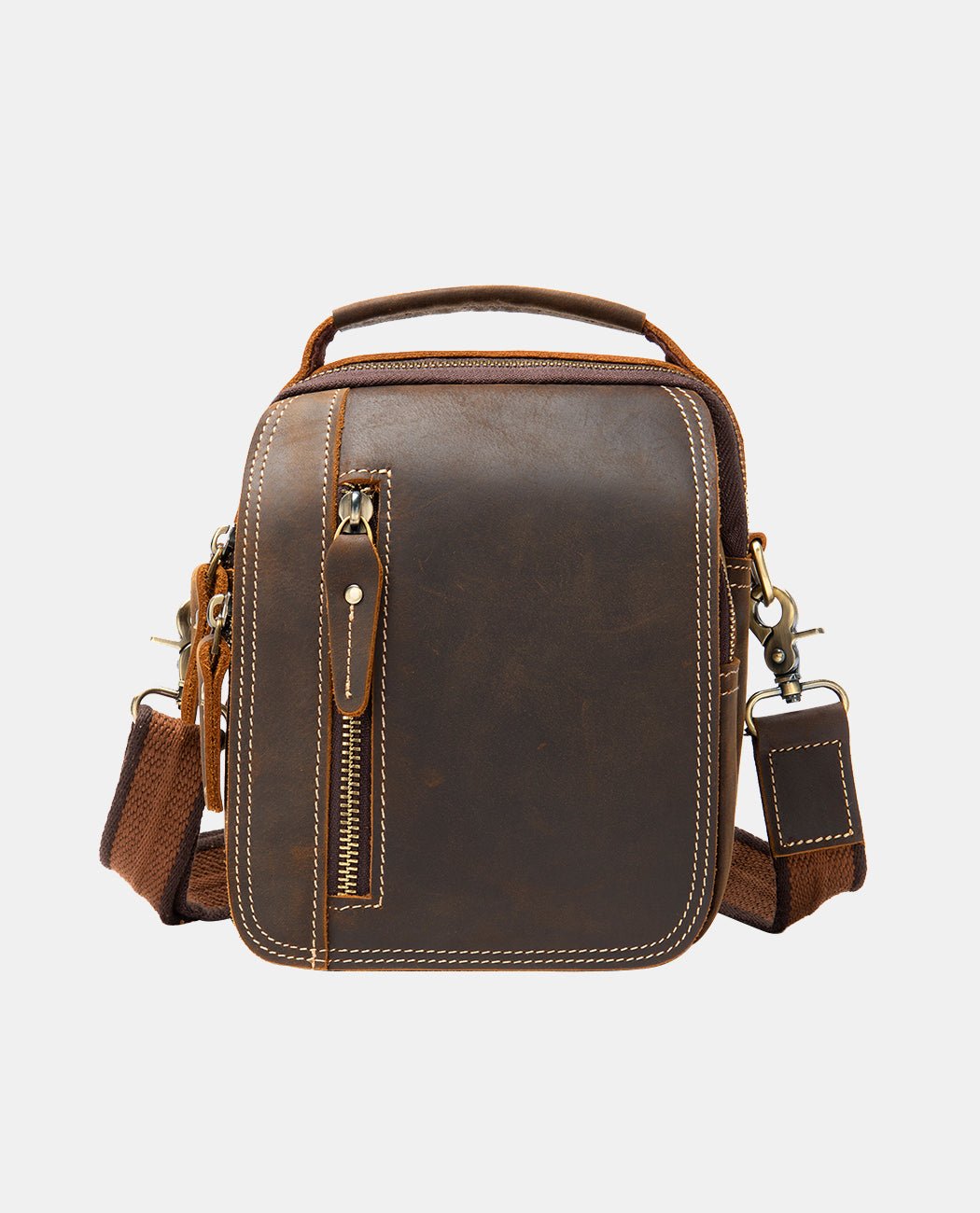 Timeless Leather Messenger Bag -Bags- BAGHUGS-LETT-9522-Dark Brown