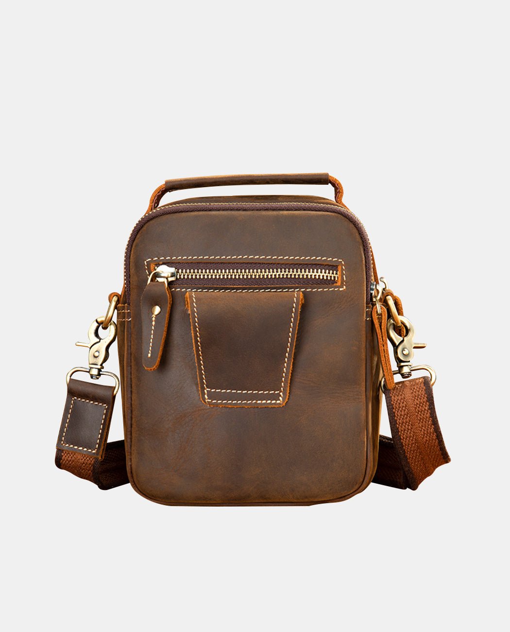 Timeless Leather Messenger Bag -Bags- BAGHUGS-LETT-9522-Dark Brown