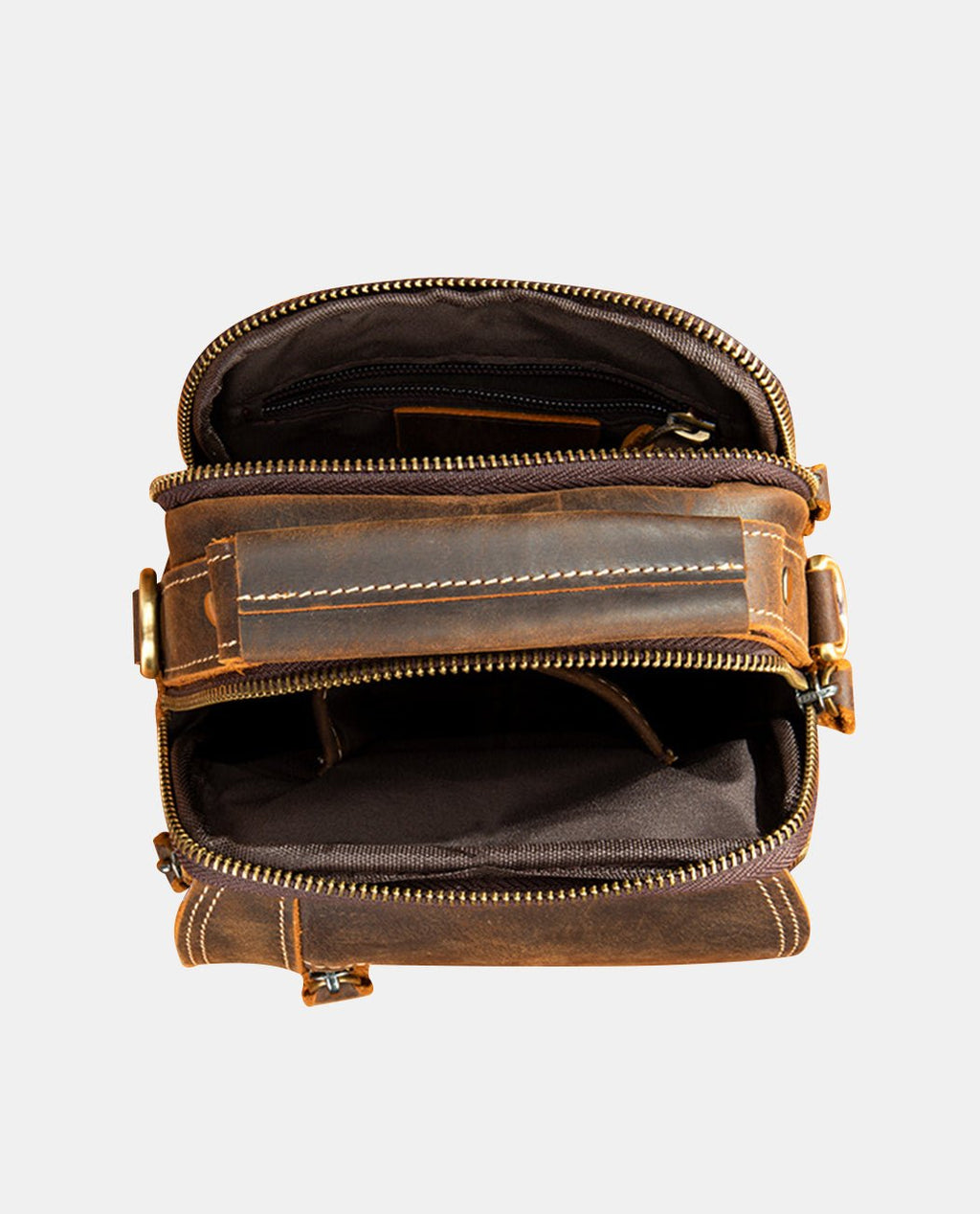 Timeless Leather Messenger Bag -Bags- BAGHUGS-LETT-9522-Dark Brown