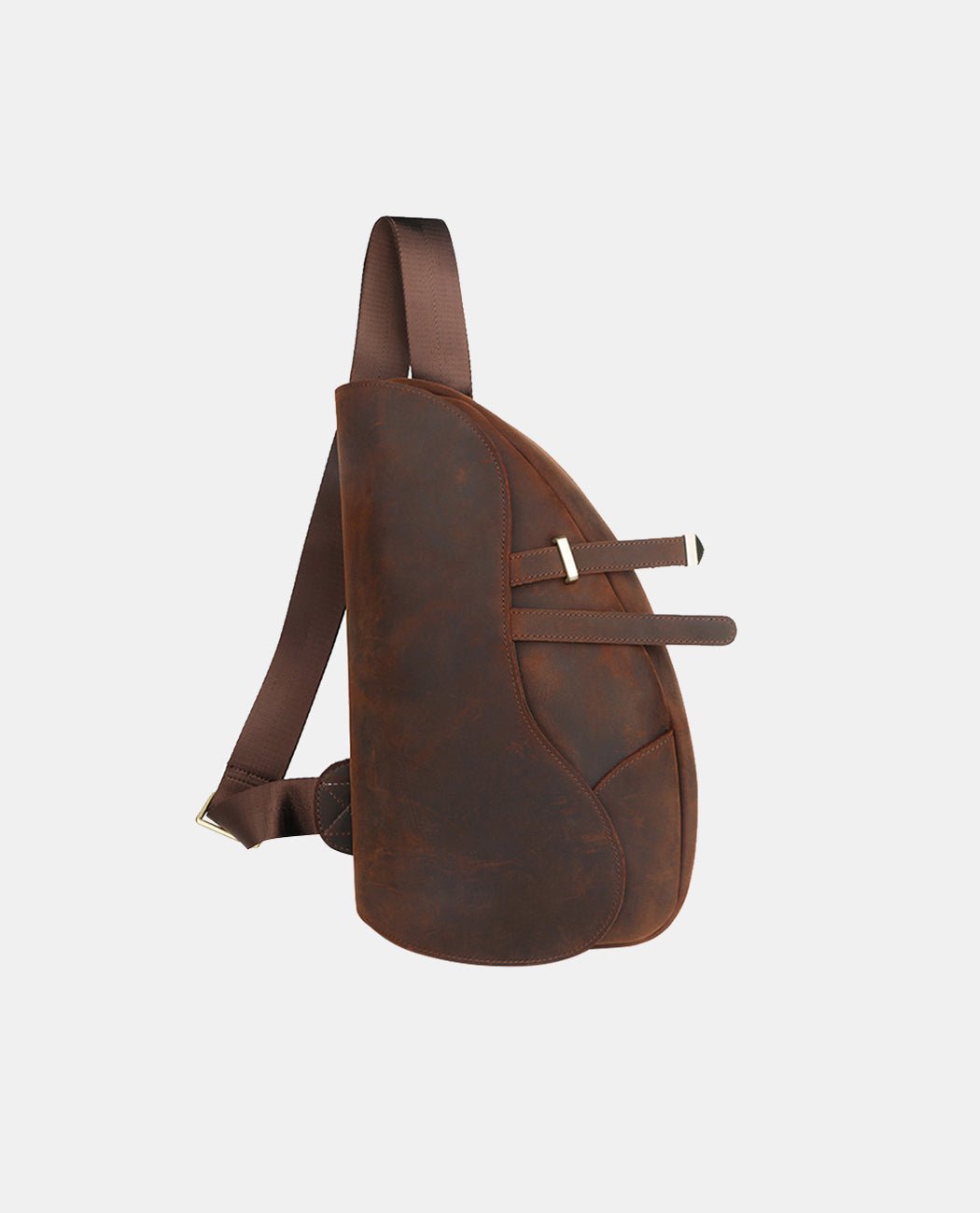 Retro Milan Crazy Horse Leather Messenger Bag -Bags- BAGHUGS-LETT-9994-Dark Brown