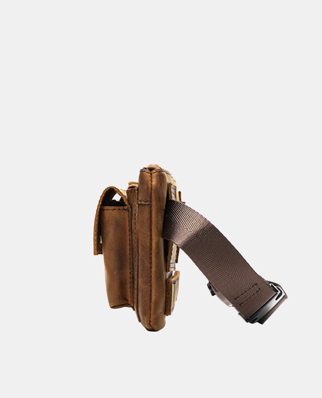 Practical Vintage Leather Waist Bag -Bags- BAGHUGS-LEYB-4668-Dark Brown