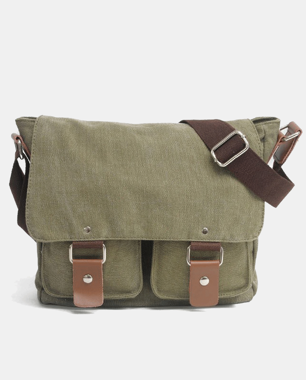 Light Green Canvas Messenger Bag -Bags- BAGHUGS-MC2101-Army Green