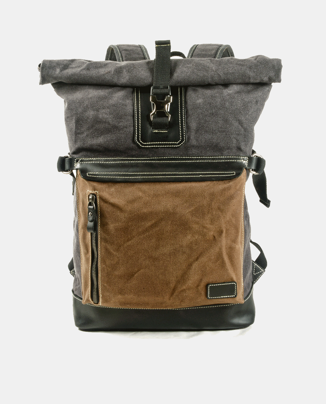 Block Canvas Backpack -Backpacks- BAGHUGS-MC5008-Khaki