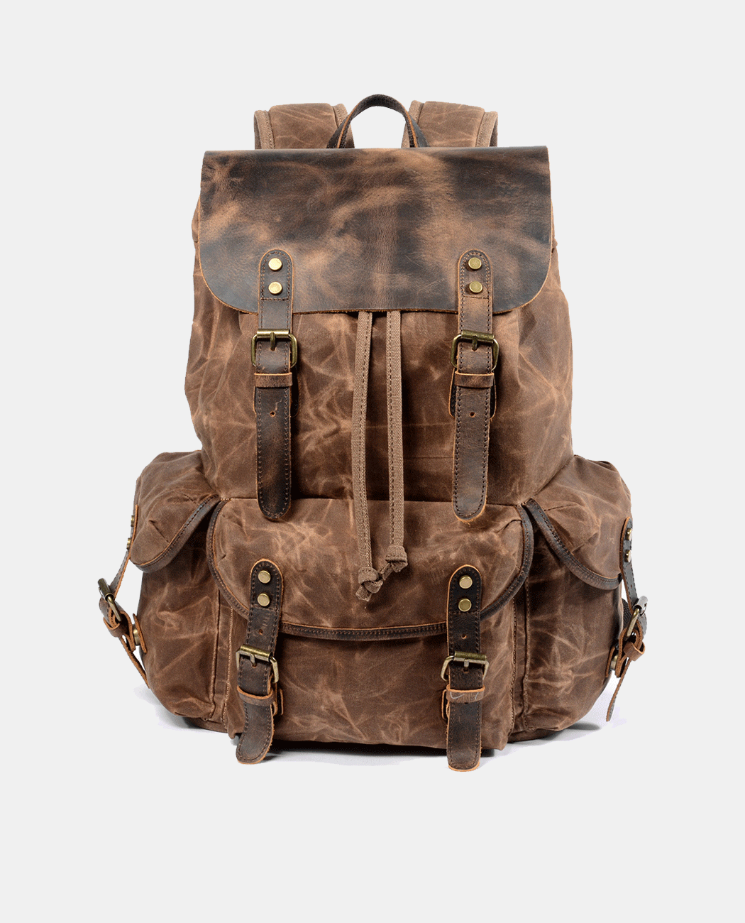 Brown Leisure Canvas Backpack -Backpacks- BAGHUGS-MC6110-Brown