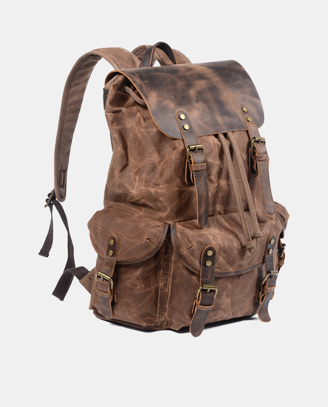 Brown Leisure Canvas Backpack -Backpacks- BAGHUGS-MC6110-Brown