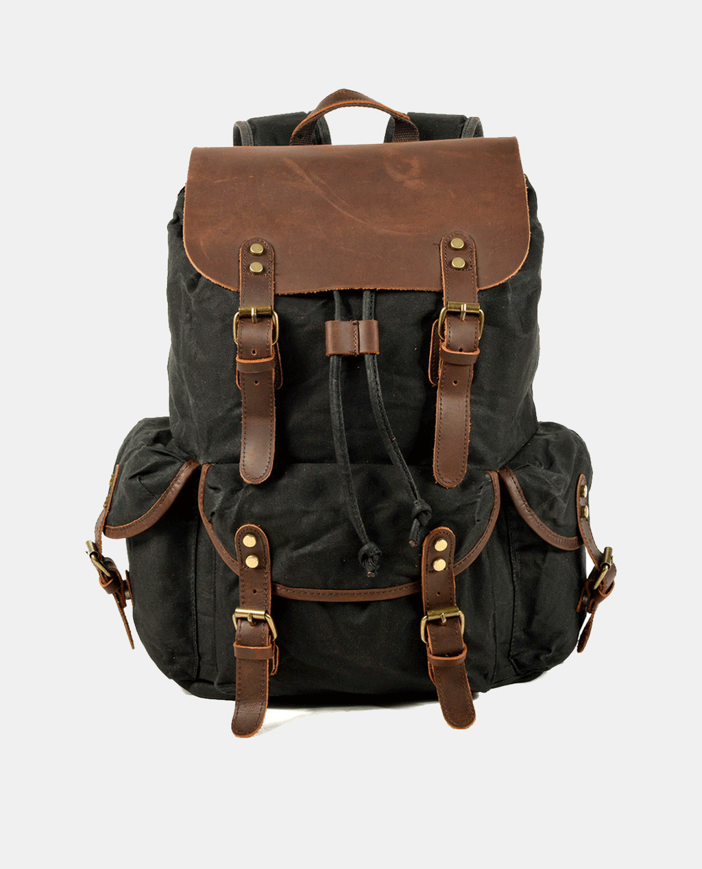 Brown Leisure Canvas Backpack -Backpacks- BAGHUGS-MC6109-Black