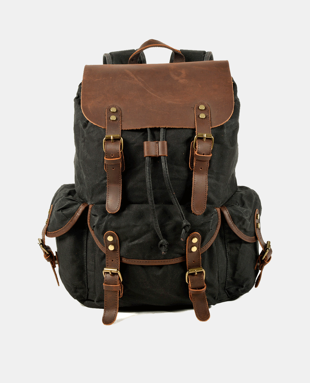 Brown Leisure Canvas Backpack -Backpacks- BAGHUGS-MC6109-Black