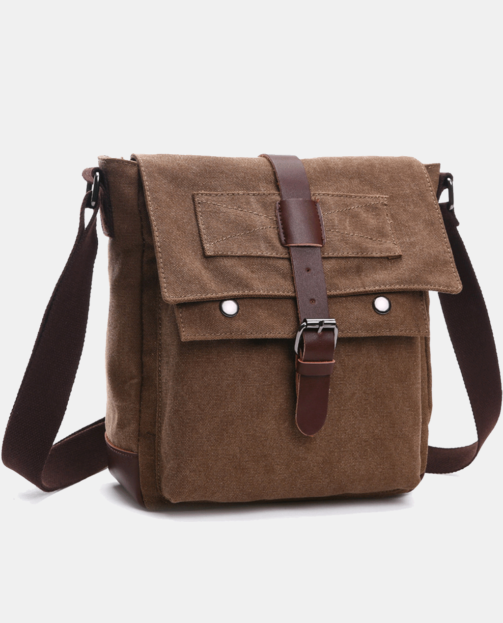 Brown Flip Messenger Bag -Bags- BAGHUGS--