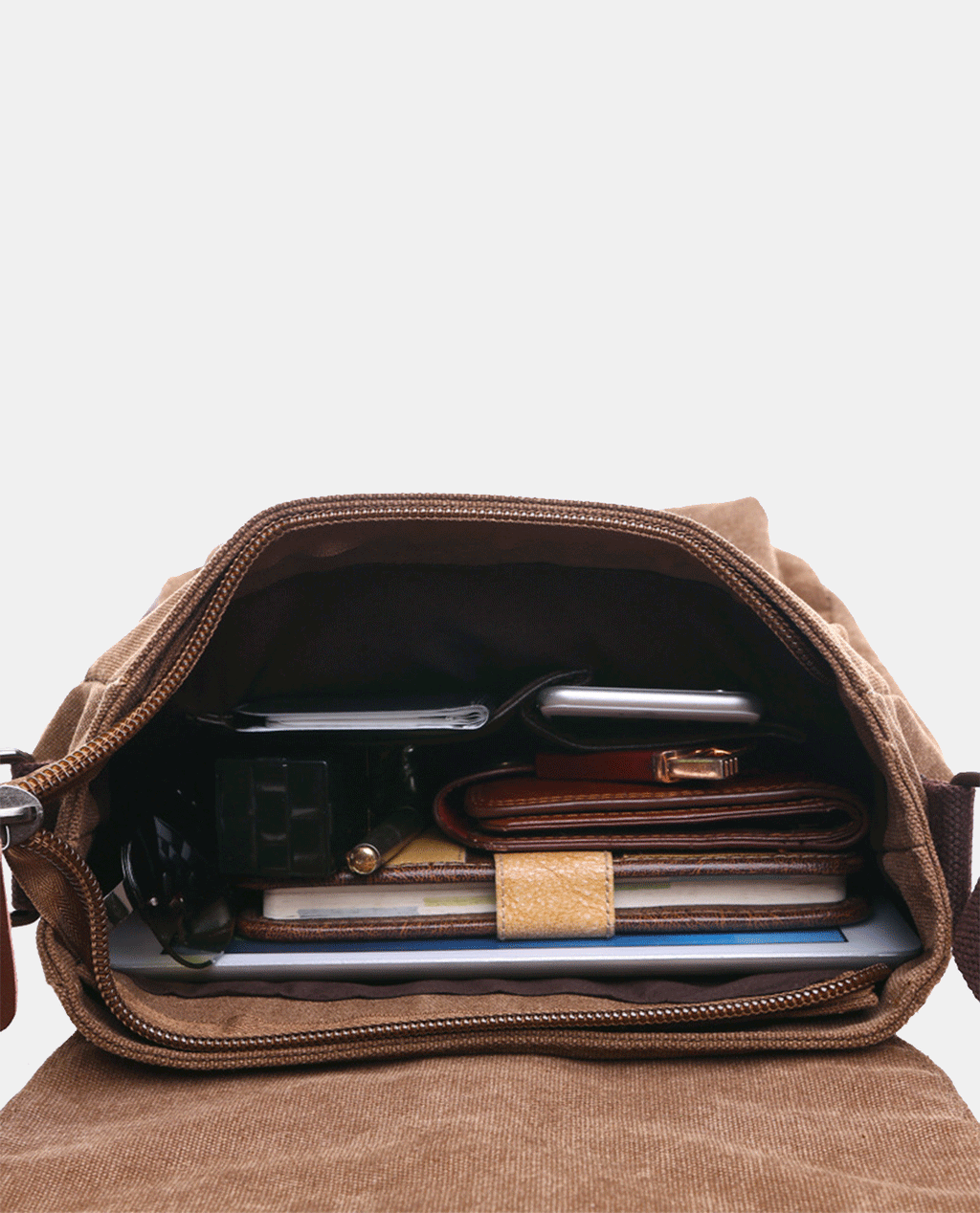 Brown Flip Messenger Bag -Bags- BAGHUGS--