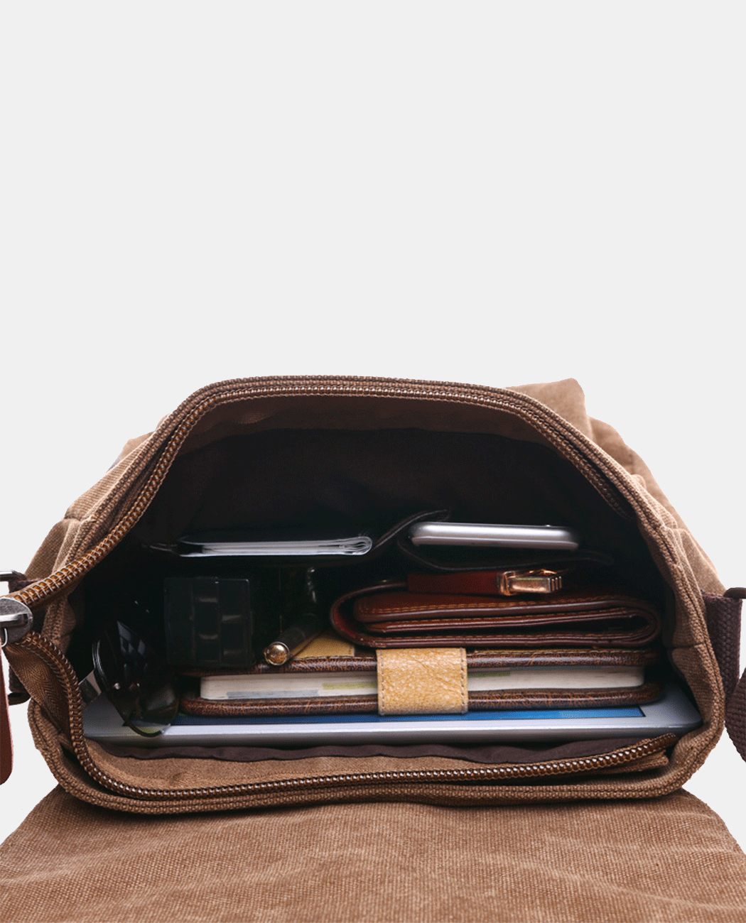 Brown Flip Messenger Bag -Bags- BAGHUGS--