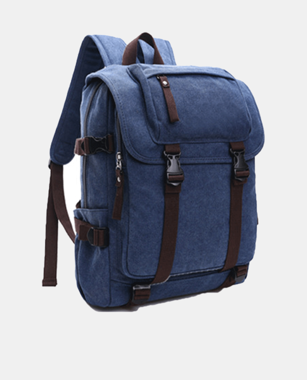 Dark Blue Canvas Backpack -Backpacks- BAGHUGS--TEA color