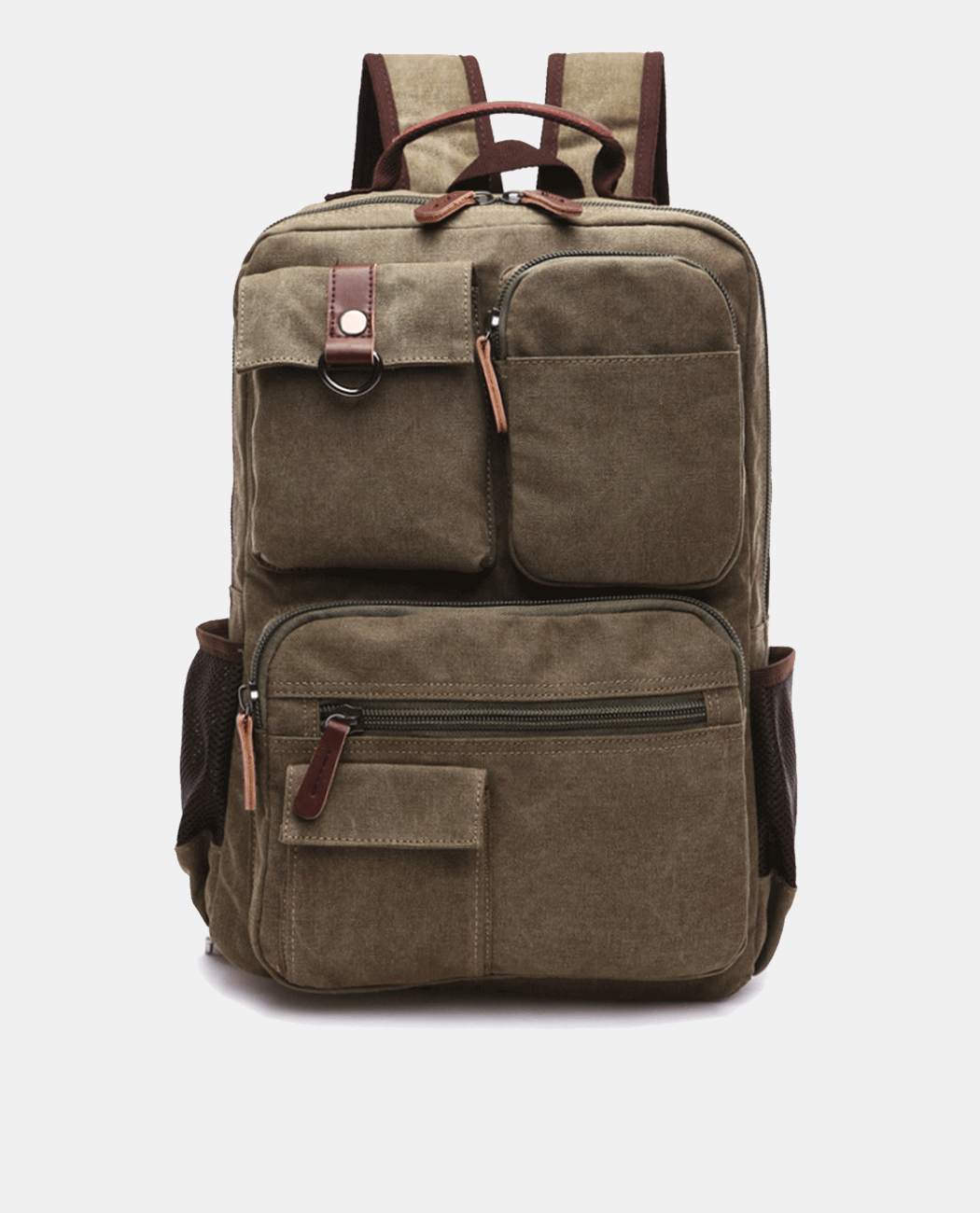 Muti Pockets Canvas Backpack -Backpacks- BAGHUGS-MG8682-Loess Color