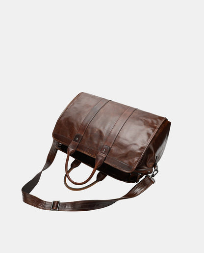 Classic Leather Durable Travel Bag -Bags- BAGHUGS-MR-05-498-Dark Brown