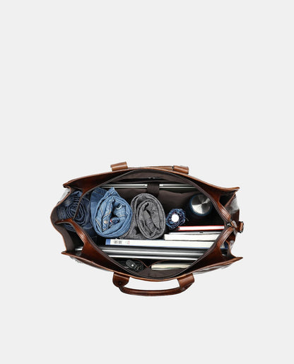 Classic Leather Durable Travel Bag -Bags- BAGHUGS-MR-05-498-Dark Brown