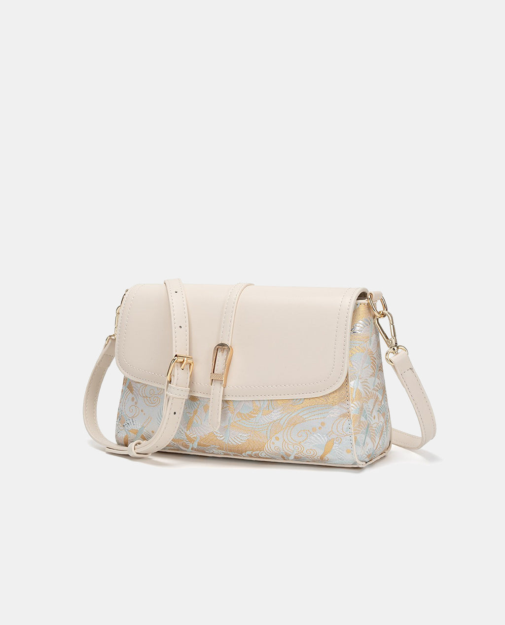 Silk Brocade Crane Shoulder Bag
