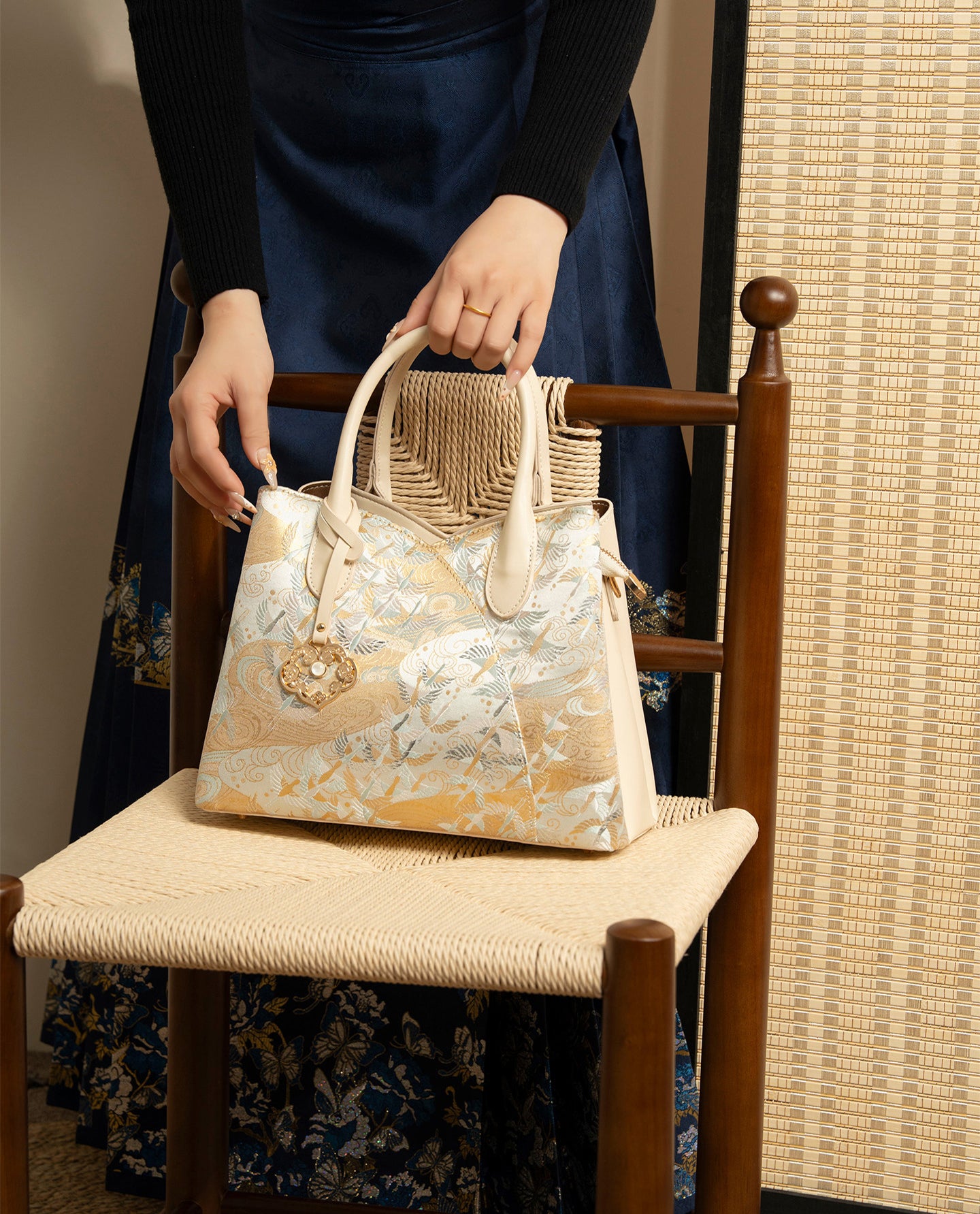Silk Soaring Cranes Handbag