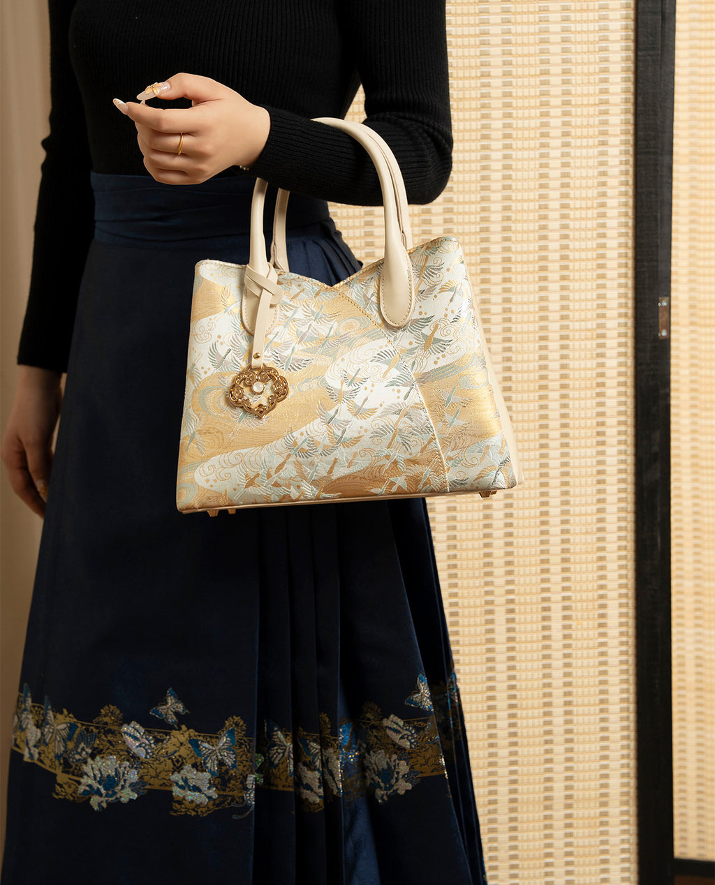 Silk Soaring Cranes Handbag
