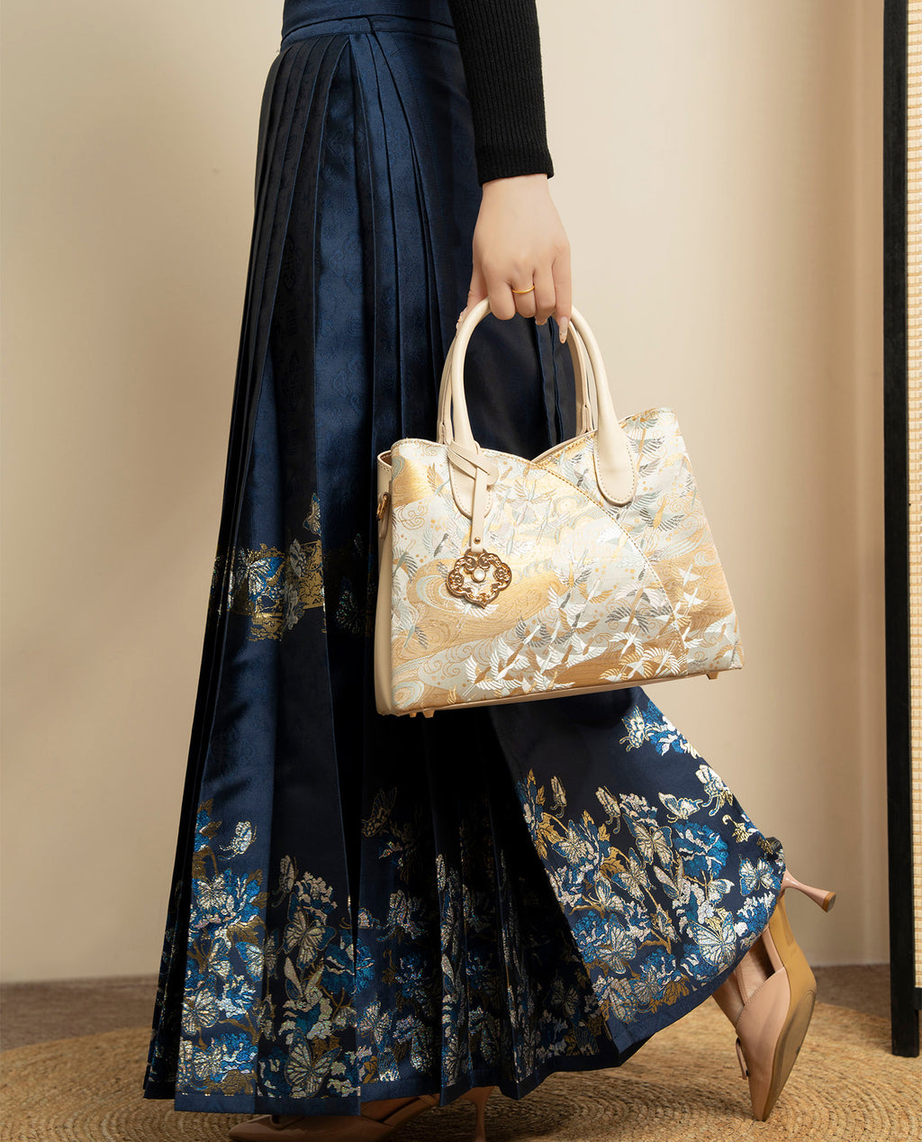 Silk Soaring Cranes Handbag