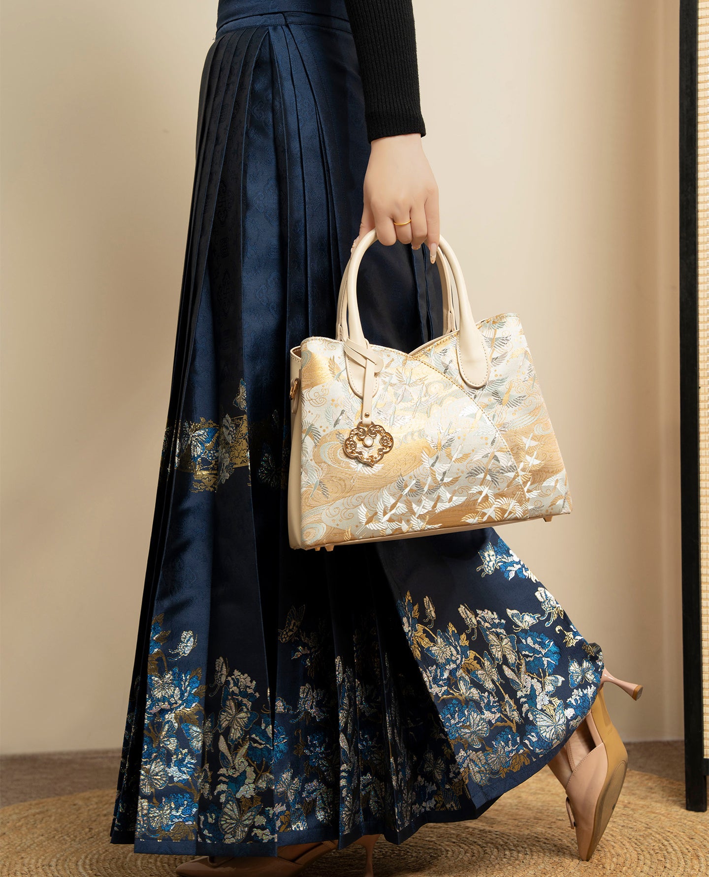 Silk Soaring Cranes Handbag