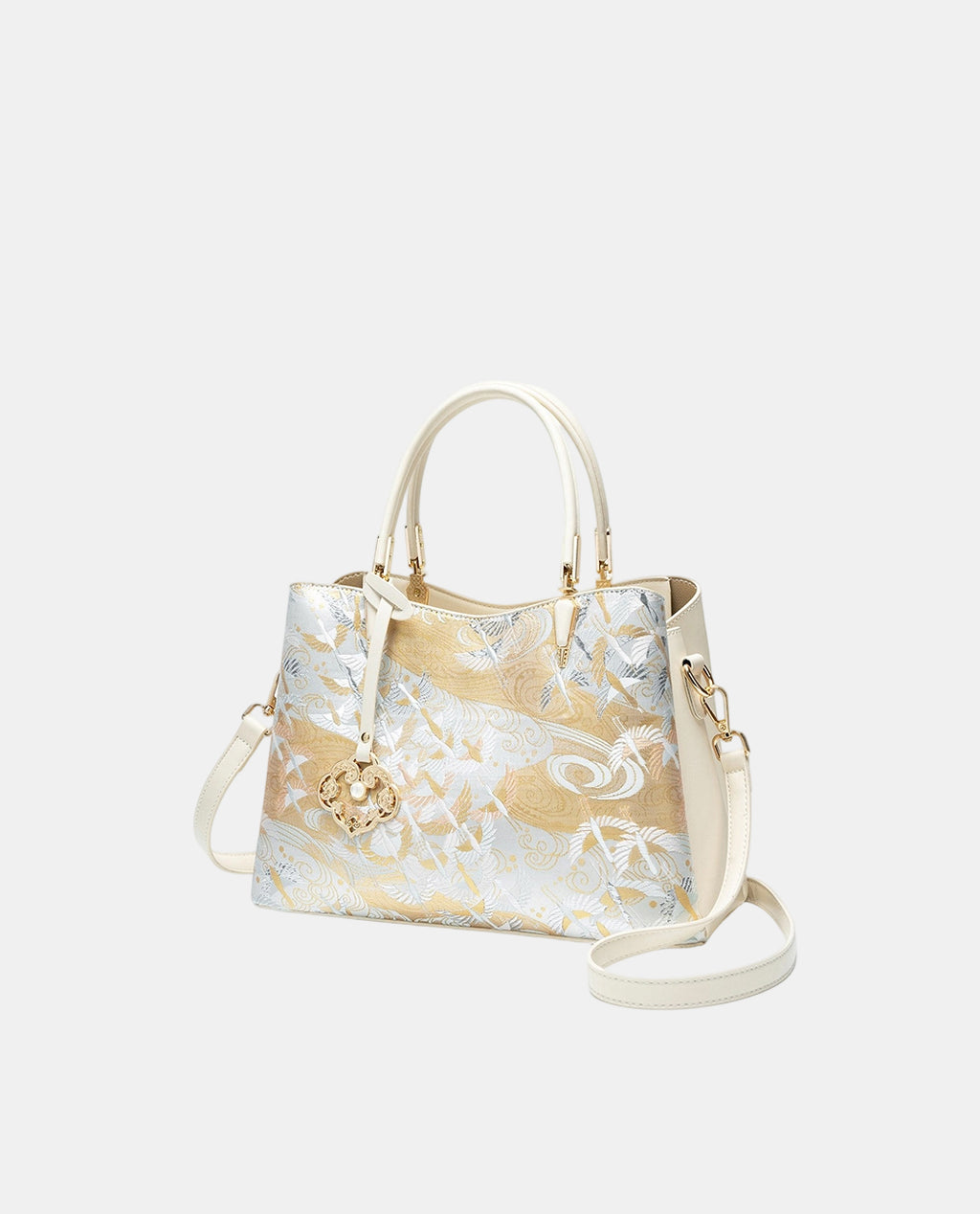 Silk Brocade Soaring Cranes Handbag