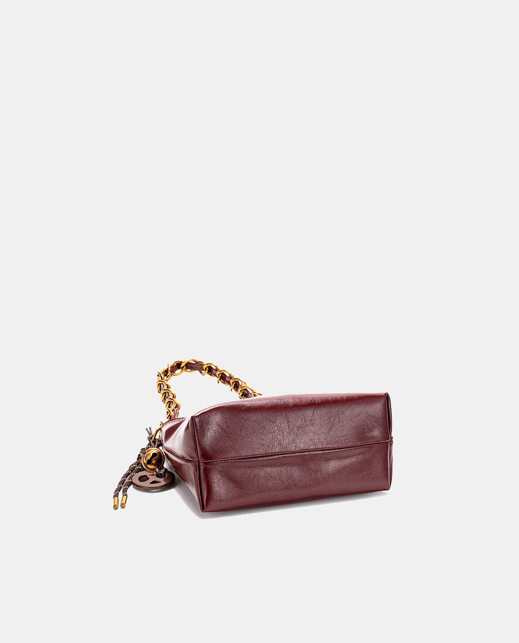 Glossy Burgundy Leather Hobo Bag