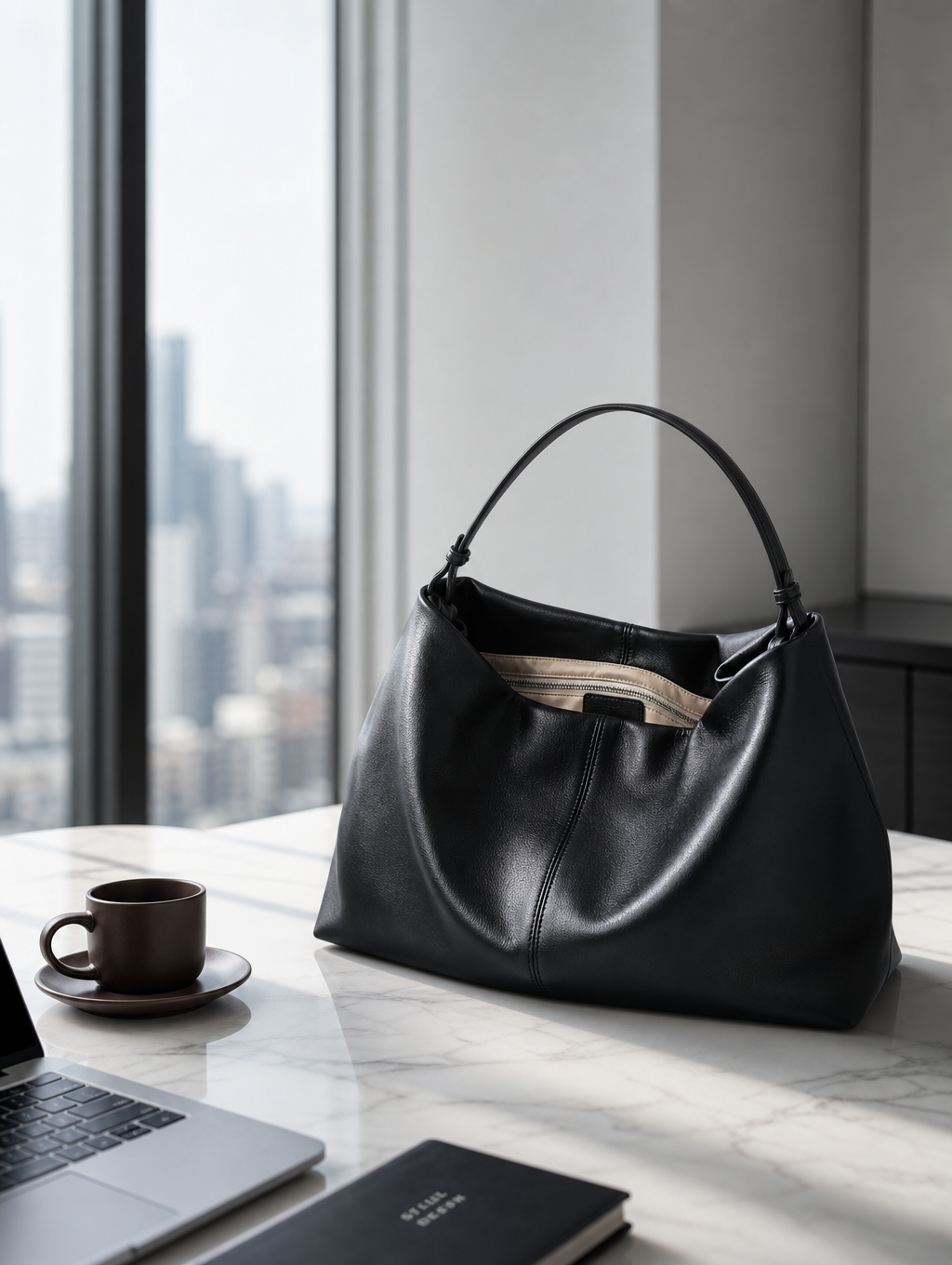 Large Leather Slouchy Hobo Bag