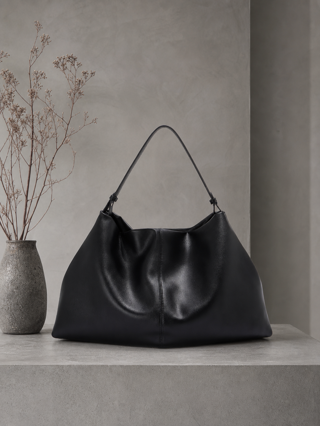 Large Leather Slouchy Hobo Bag