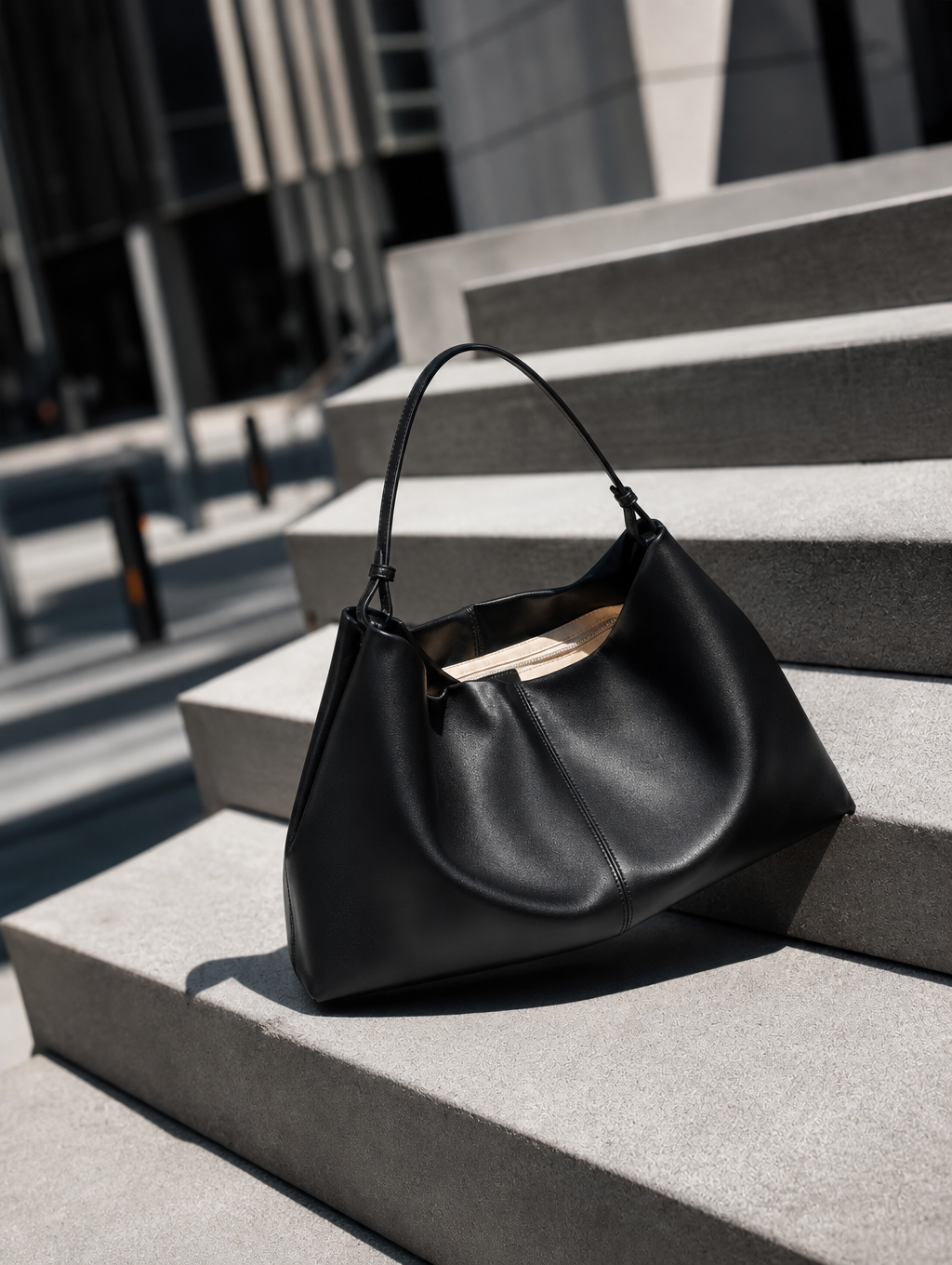 Large Leather Slouchy Hobo Bag