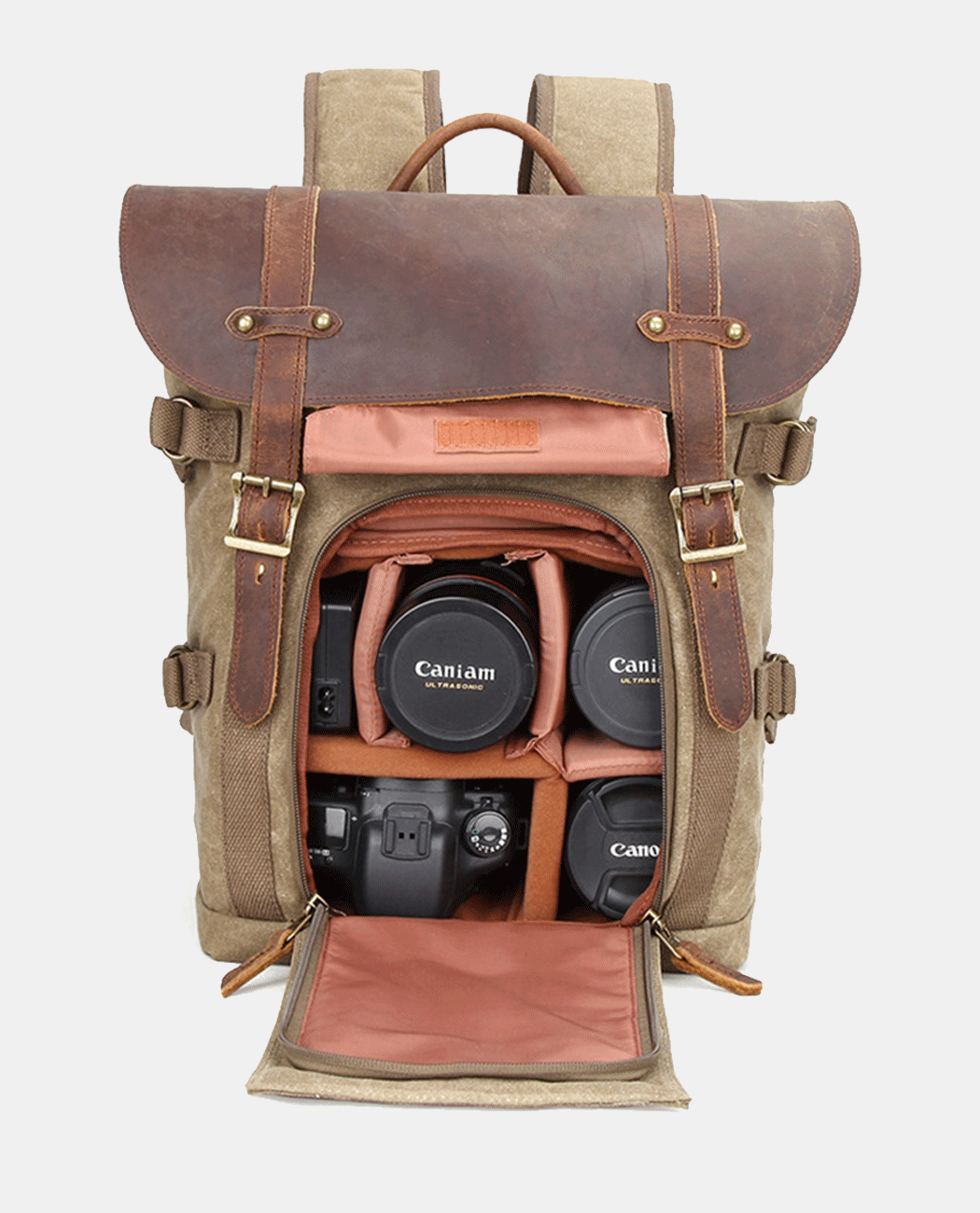 ab earth leather backpack m42 BAGHUGS Vintage Leather & Canvas Camera Rucksack